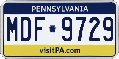 PA license plate MDF9729