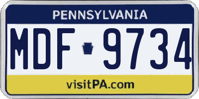 PA license plate MDF9734