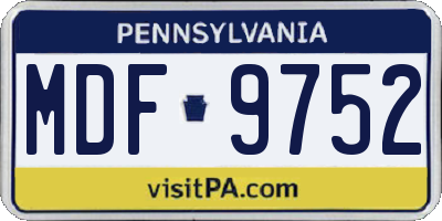 PA license plate MDF9752