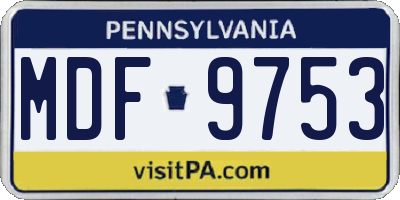 PA license plate MDF9753