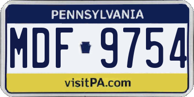 PA license plate MDF9754