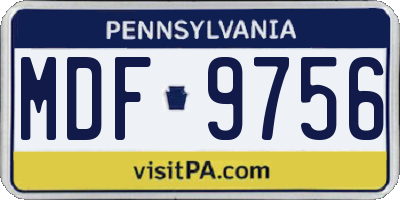 PA license plate MDF9756