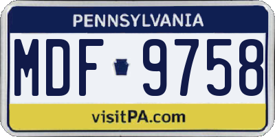 PA license plate MDF9758