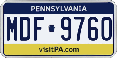 PA license plate MDF9760
