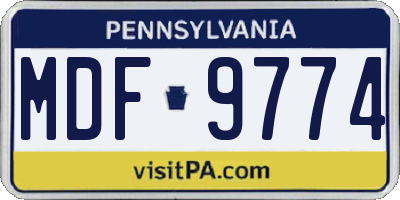 PA license plate MDF9774