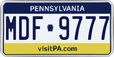 PA license plate MDF9777
