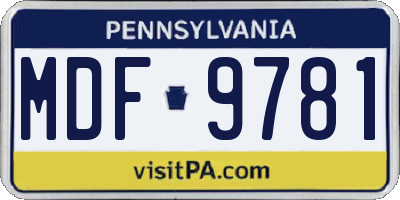PA license plate MDF9781