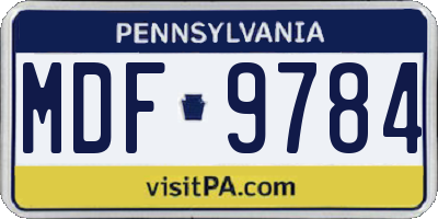 PA license plate MDF9784