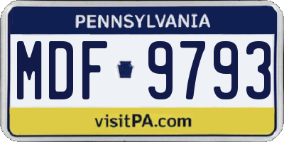 PA license plate MDF9793