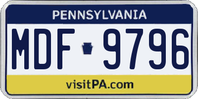 PA license plate MDF9796