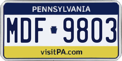 PA license plate MDF9803