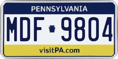 PA license plate MDF9804