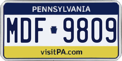 PA license plate MDF9809
