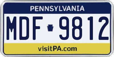 PA license plate MDF9812