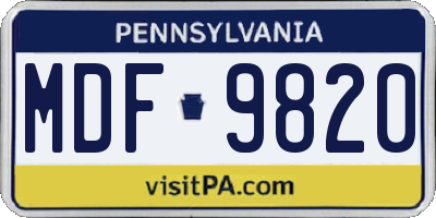 PA license plate MDF9820