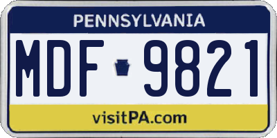 PA license plate MDF9821