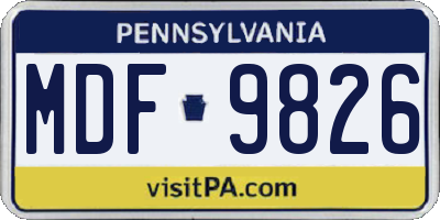 PA license plate MDF9826