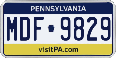 PA license plate MDF9829