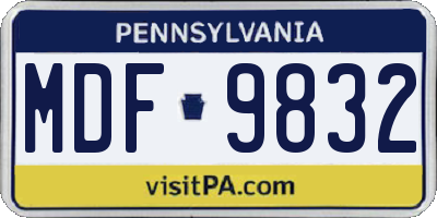 PA license plate MDF9832