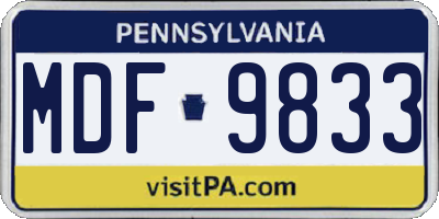 PA license plate MDF9833