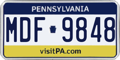 PA license plate MDF9848