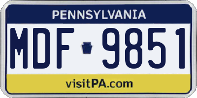 PA license plate MDF9851