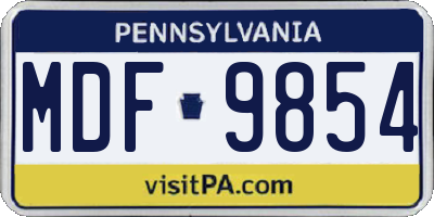 PA license plate MDF9854
