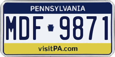 PA license plate MDF9871