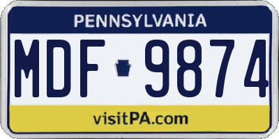 PA license plate MDF9874