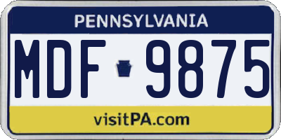 PA license plate MDF9875