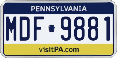 PA license plate MDF9881