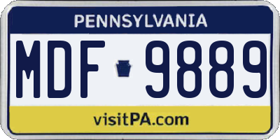 PA license plate MDF9889