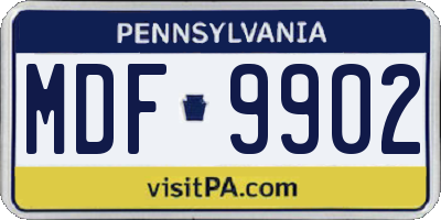 PA license plate MDF9902