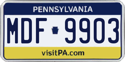 PA license plate MDF9903