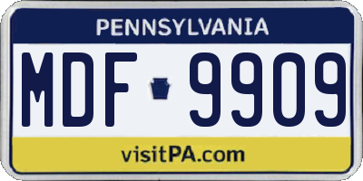 PA license plate MDF9909