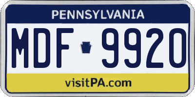 PA license plate MDF9920