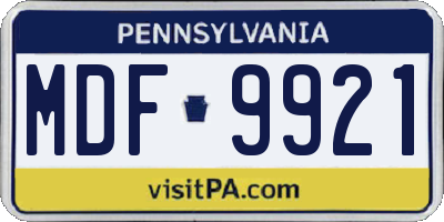 PA license plate MDF9921
