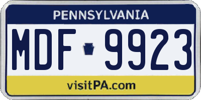PA license plate MDF9923