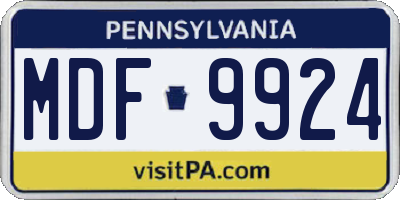 PA license plate MDF9924