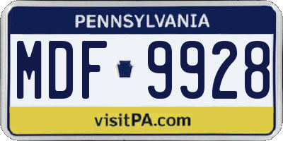 PA license plate MDF9928