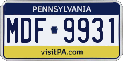 PA license plate MDF9931