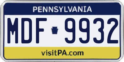 PA license plate MDF9932