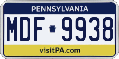 PA license plate MDF9938