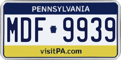 PA license plate MDF9939