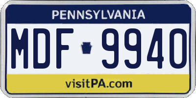 PA license plate MDF9940