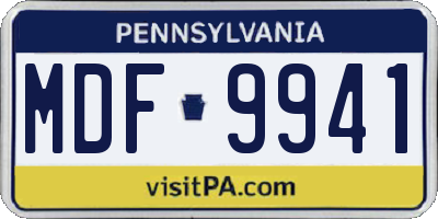 PA license plate MDF9941