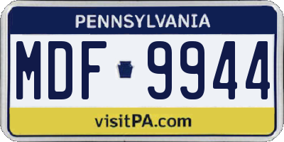 PA license plate MDF9944