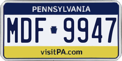 PA license plate MDF9947