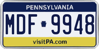 PA license plate MDF9948
