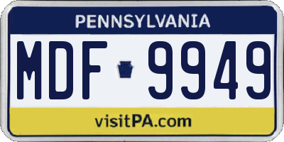 PA license plate MDF9949